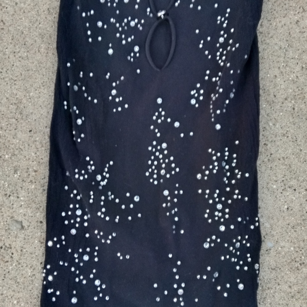 Black Dress with White Beaded Design